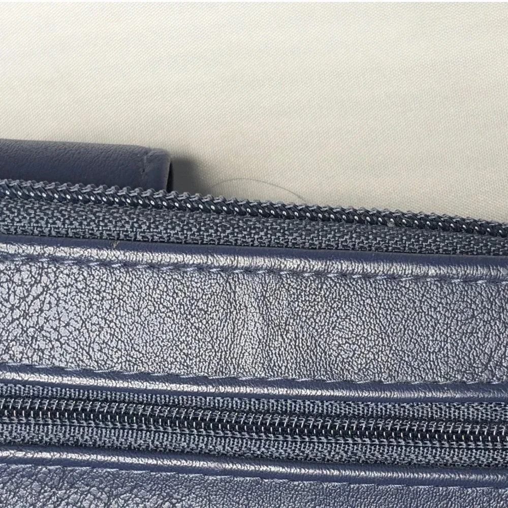 Nautica Navy Blue RFID Blocking Zip Around Clutch Wallet Vegan Leather New